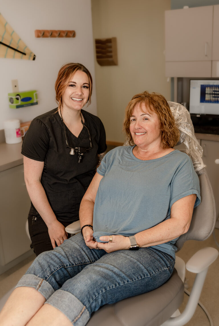 Port Angeles Dentist Team and a patient for Teeth Whitening